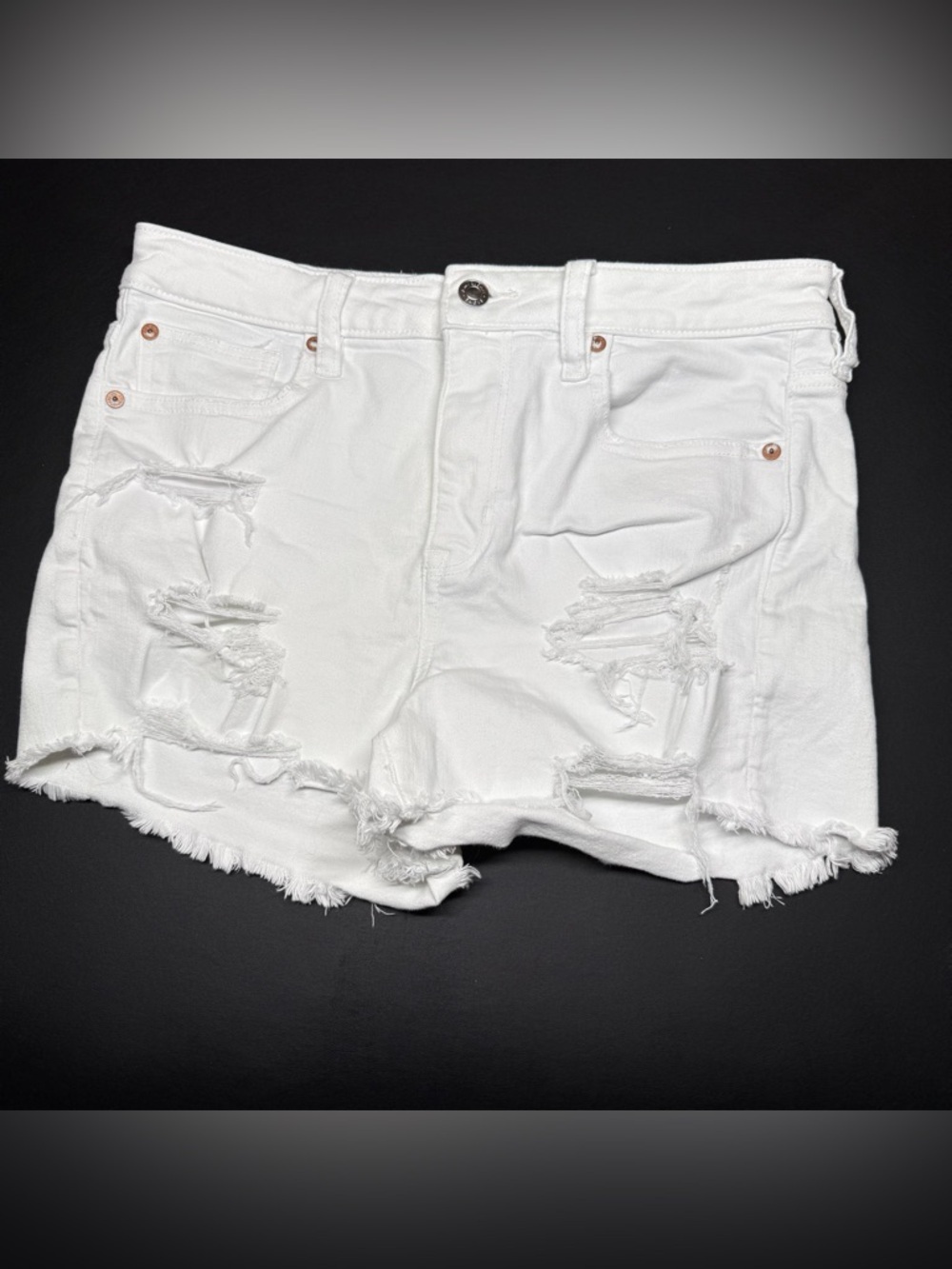 American Eagle Outfitters White Distressed Denim Jean Shorts